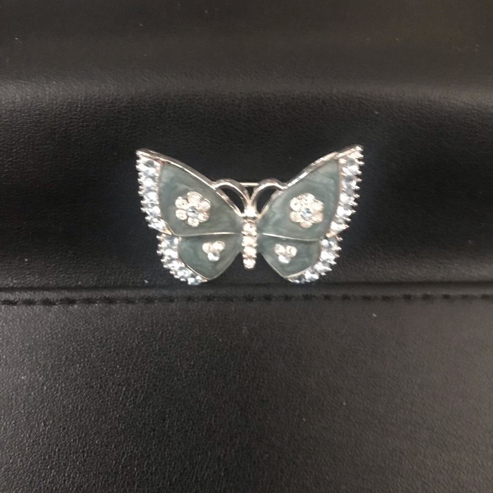 Silver Butterfly Brooch with Sparkling Gemstones